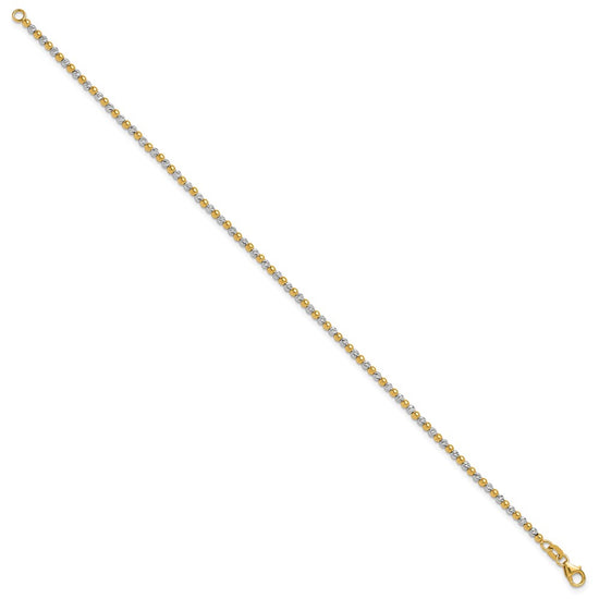 14K Two-tone Diamond-cut Beaded 7.5 inch Bracelet