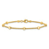 14K Polished 7-Station Mirror Beads and Chain 7 inch Bracelet