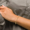 14K Polished 7-Station Mirror Beads and Chain 7 inch Bracelet