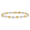14K Two-tone Polished and Diamond-cut Puffed Beads 7.75 inch Bracelet