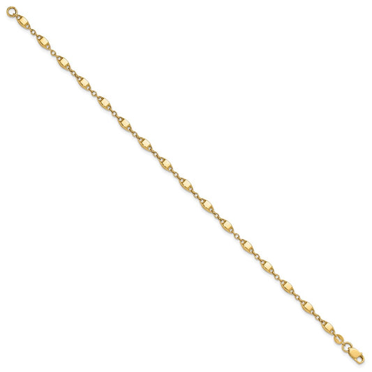 14K Polished Fancy Square Link 7.5 inch Bracelet