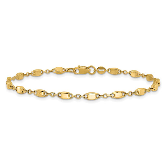 14K Polished Fancy Square Link 7.5 inch Bracelet