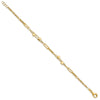 14K Polished Square Beads and Paperclip Link 7 inch Bracelet Plus 0.5 inch Extender