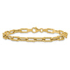 14K Polished and Textured 5mm Fancy Cable Link 7.5 inch Bracelet