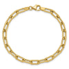 14K Polished and Textured 5mm Fancy Cable Link 7.5 inch Bracelet