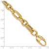 14K Polished and Textured 7.7mm Fancy Link 7.5 inch Bracelet