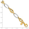 14k Two-Tone Polished 8.25mm Fancy Oval Link 7.75 inch Bracelet