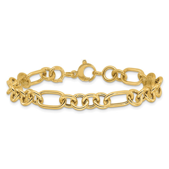 14K Polished 7.9mm Fancy Link 7.75 inch Bracelet