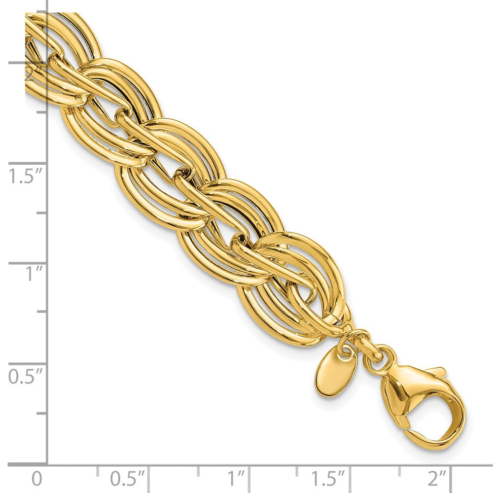 14k Polished 12mm Fancy Link 7.5 inch Bracelet