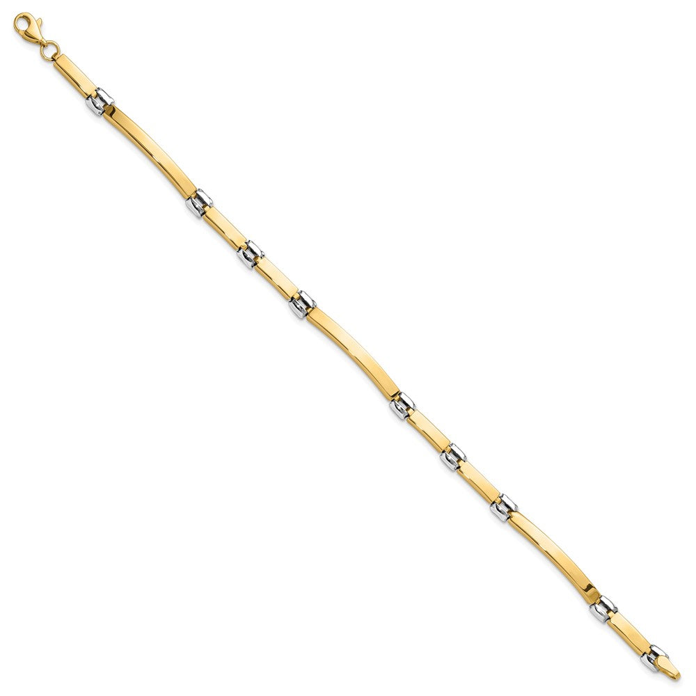 14K Two-tone Polished 4.5mm Fancy Link and Bar 7.5 inch Bracelet