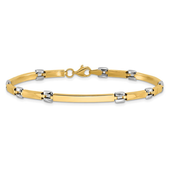 14K Two-tone Polished 4.5mm Fancy Link and Bar 7.5 inch Bracelet