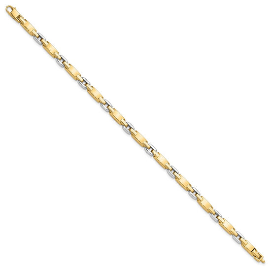 14K Two-tone Polished 4.8mm Fancy Link 7.5 inch Bracelet