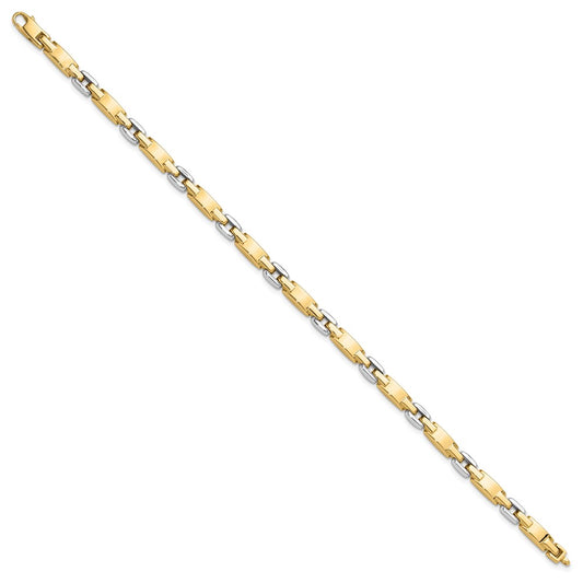 14K Two-tone Polished 4.8mm Fancy Link 7.5 inch Bracelet