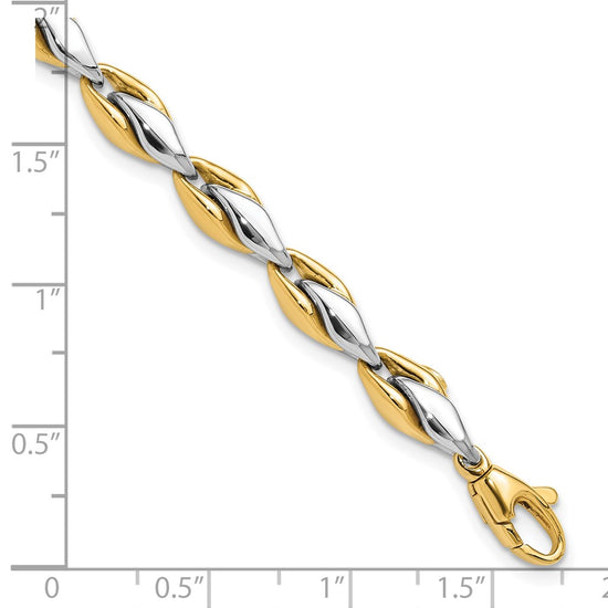 14K Two-tone Polished 5.6mm Fancy Link 7.5 inch Bracelet