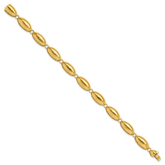 14k Polished 8.2mm Fancy Oval Link 7.5 inch Bracelet