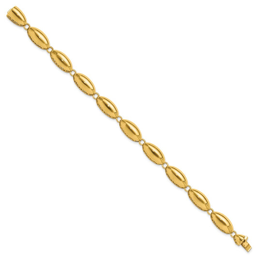 14k Polished 8.2mm Fancy Oval Link 7.5 inch Bracelet