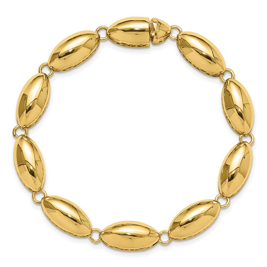 14k Polished 8.2mm Fancy Oval Link 7.5 inch Bracelet