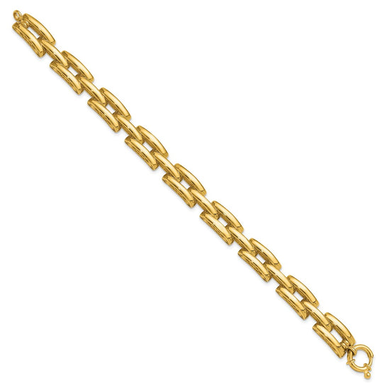 14K Polished 8.9mm Fancy Square Link 7.5 inch Bracelet