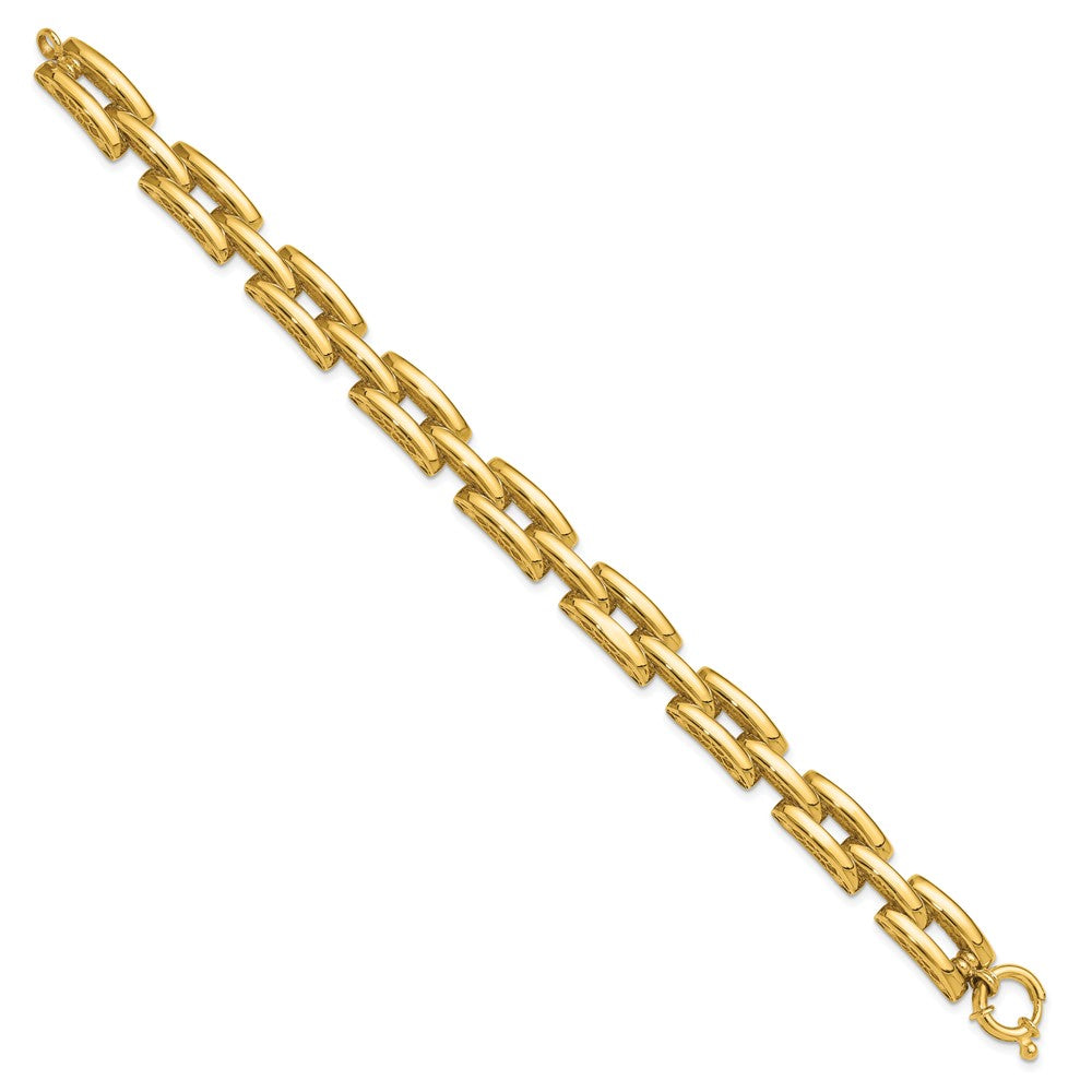 14K Polished 8.9mm Fancy Square Link 7.5 inch Bracelet
