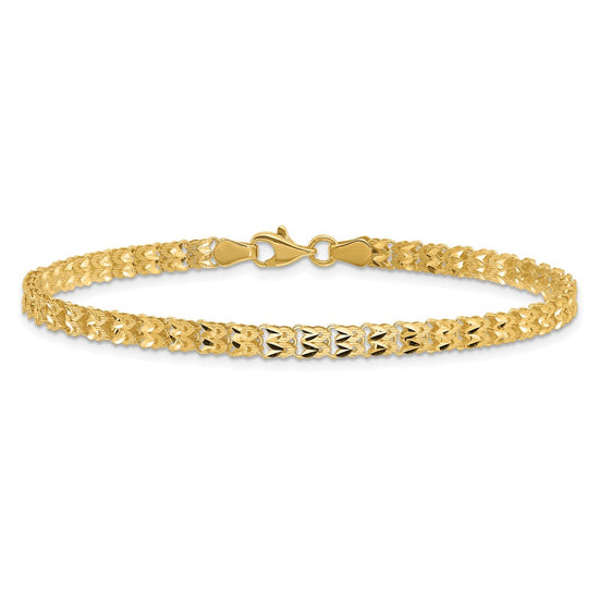 14K Polished and Diamond-cut 3.9mm Fancy Link 7.75 inch Bracelet