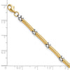 14K Two-tone Polished 3.5mm Fancy Twisted Bar Link 7.75 inch Bracelet