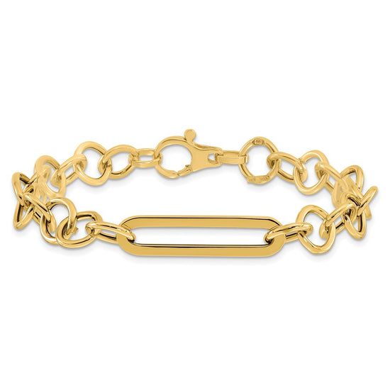 14K Polished Fancy Link 7.75 in Bracelet