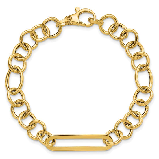 14K Polished Fancy Link 7.75 in Bracelet