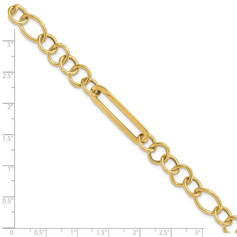 14K Polished Fancy Link 7.75 in Bracelet
