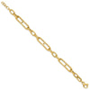 14K Polished 7.4mm Fancy Paperclip Link 7.5 inch Bracelet Plus 0.5 inch Extender