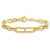14K Polished 7.4mm Fancy Paperclip Link 7.5 inch Bracelet Plus 0.5 inch Extender