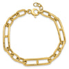 14K Polished 7.4mm Fancy Paperclip Link 7.5 inch Bracelet Plus 0.5 inch Extender