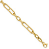 14K Polished 7.4mm Fancy Paperclip Link 7.5 inch Bracelet Plus 0.5 inch Extender