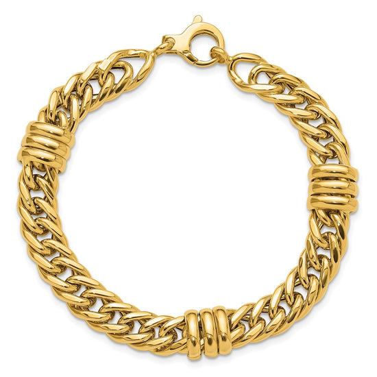 14K Polished 10mm Fancy Curb Link 7.5 inch Bracelet