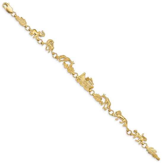 14k Polished Noahs Ark 7 inch Bracelet