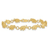 14k Polished and Textured Elephant 8 inch Bracelet