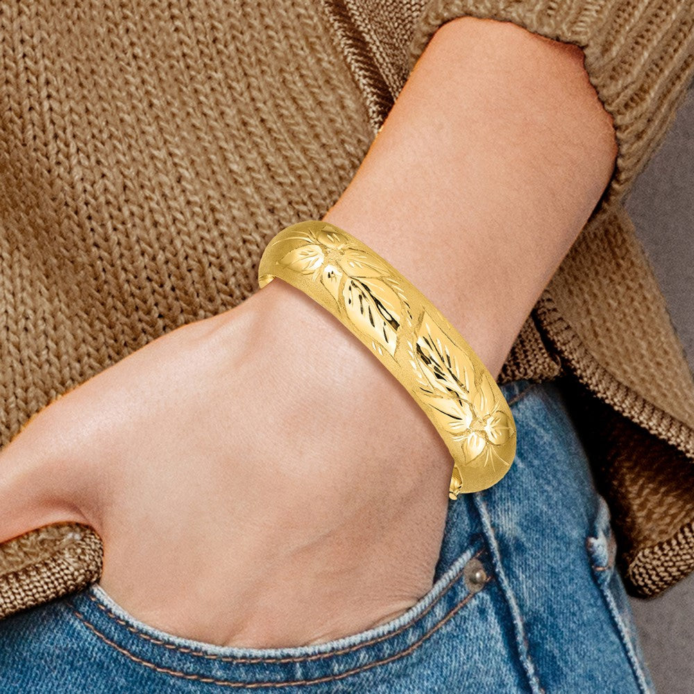 Gold Florentine Engraved Hinged Bangles