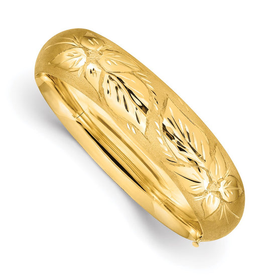 Gold Florentine Engraved Hinged Bangles