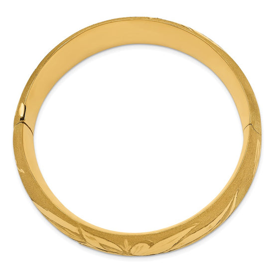 Gold Florentine Engraved Hinged Bangles