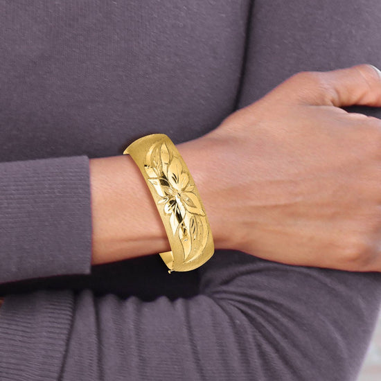 Gold Florentine Engraved Hinged Bangles