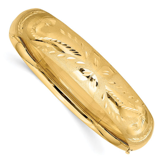 Gold Florentine Engraved Hinged Bangles