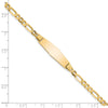 14k Polished Solid Chain/Solid Plate Figaro Link Soft Diamond Shape 24.5x7.3mm Plate 8 inch ID Bracelet