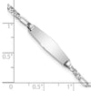 14k White Gold Polished Solid Chain/Solid Plate Figaro Link Soft Diamond Shape 19.5x5.5mm Plate 6 inch Baby/Child ID Bracelet