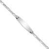 14k White Gold Polished Solid Chain/Solid Plate Figaro Link Soft Diamond Shape 24.5x7.5mm Plate 7 inch ID Bracelet