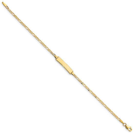 14k Polished Solid Chain/Solid Plate Figaro Link 19.5x5mm Plate 7 inch ID Bracelet