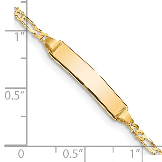 14k Polished Solid Chain/Solid Plate Figaro Link 19.5x5mm Plate 7 inch ID Bracelet