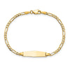14k Polished Solid Chain/Solid Plate Figaro Link Soft Diamond Shape 19.5x5mm Plate 7 inch ID Bracelet