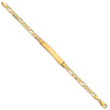 14k Polished Solid Chain/Solid Plate Figaro Link 33.5x6mm Plate 8 inch ID Bracelet