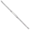 14k White Gold Polished Solid Chain/Solid Plate Figaro Link 33.5x6mm Plate 7 inch ID Bracelet