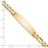 14k Polished Solid Chain/Solid Plate Figaro Link Soft Diamond Shape 37x10mm Plate 8 inch ID Bracelet