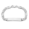 14k White Gold Polished Solid Chain/Solid Plate Figaro Link 38.5x8mm Plate 7 inch ID Bracelet